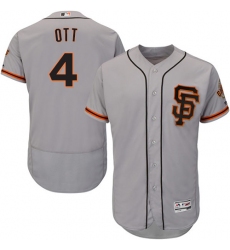 Men's Majestic San Francisco Giants #4 Mel Ott Grey Alternate Flex Base Authentic Collection MLB Jersey
