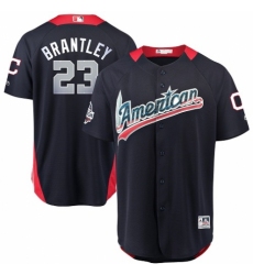 Men's Majestic Cleveland Indians #23 Michael Brantley Game Navy Blue American League 2018 MLB All-Star MLB Jersey