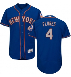 Men's Majestic New York Mets #4 Wilmer Flores Royal/Gray Alternate Flex Base Authentic Collection MLB Jersey