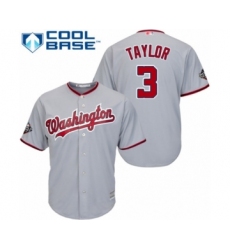 Youth Washington Nationals #3 Michael Taylor Authentic Grey Road Cool Base 2019 World Series Bound Baseball Jersey