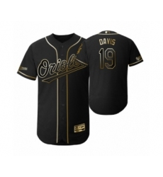 Men's 2019 Golden Edition Baltimore Orioles Black #19 Chris Davis Flex Base Jersey