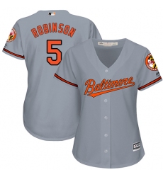 Women's Majestic Baltimore Orioles #5 Brooks Robinson Replica Grey Road Cool Base MLB Jersey