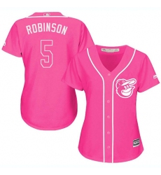 Women's Majestic Baltimore Orioles #5 Brooks Robinson Replica Pink Fashion Cool Base MLB Jersey