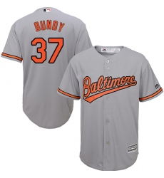 Youth Majestic Baltimore Orioles #37 Dylan Bundy Authentic Grey Road Cool Base MLB Jersey