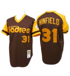 Men's Mitchell and Ness San Diego Padres #31 Dave Winfield Authentic Brown Throwback MLB Jersey
