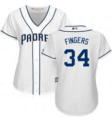 Women's Majestic San Diego Padres #34 Rollie Fingers Replica White Home Cool Base MLB Jersey