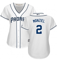 Women's Majestic San Diego Padres #2 Johnny Manziel Authentic White Home Cool Base MLB Jersey