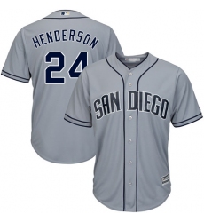 Men's Majestic San Diego Padres #24 Rickey Henderson Replica Grey Road Cool Base MLB Jersey