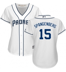 Women's Majestic San Diego Padres #15 Cory Spangenberg Authentic White Home Cool Base MLB Jersey