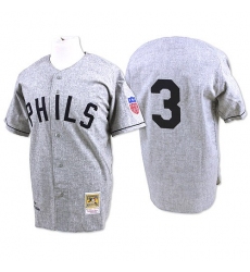 Men's Mitchell and Ness 1942 Philadelphia Phillies #3 Chuck Klein Replica Grey Throwback MLB Jersey