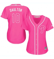 Women's Majestic Philadelphia Phillies #10 Darren Daulton Authentic Pink Fashion Cool Base MLB Jersey
