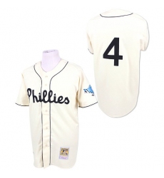 Men's Mitchell and Ness Philadelphia Phillies #4 Jimmy Foxx Replica White Throwback MLB Jersey