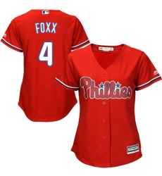 Women's Majestic Philadelphia Phillies #4 Jimmy Foxx Authentic Red Alternate Cool Base MLB Jersey