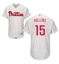 Men's Majestic Philadelphia Phillies #15 Dave Hollins White Home Flex Base Authentic Collection MLB Jersey