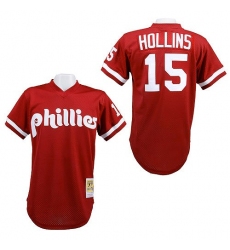 Men's Mitchell and Ness 1991 Philadelphia Phillies #15 Dave Hollins Replica Red Throwback MLB Jersey