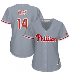 Women's Majestic Philadelphia Phillies #14 Pete Rose Replica Grey Road Cool Base MLB Jersey