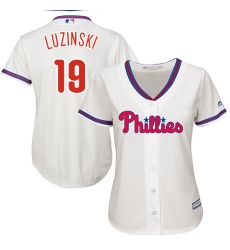 Women's Majestic Philadelphia Phillies #19 Greg Luzinski Replica Cream Alternate Cool Base MLB Jersey