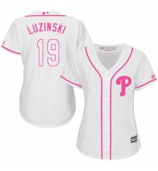 Women's Majestic Philadelphia Phillies #19 Greg Luzinski Replica White Fashion Cool Base MLB Jersey
