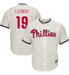 Youth Majestic Philadelphia Phillies #19 Greg Luzinski Replica Cream Alternate Cool Base MLB Jersey