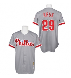 Men's Mitchell and Ness Philadelphia Phillies #29 John Kruk Replica Grey Throwback MLB Jersey
