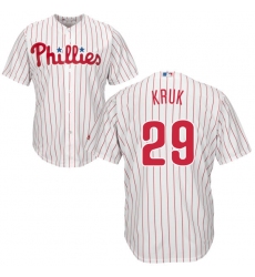 Youth Majestic Philadelphia Phillies #29 John Kruk Authentic White/Red Strip Home Cool Base MLB Jersey
