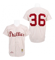 Men's Mitchell and Ness Philadelphia Phillies #36 Robin Roberts Authentic White/Red Strip Throwback MLB Jersey