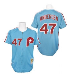 Men's Mitchell and Ness Philadelphia Phillies #47 Larry Andersen Authentic Blue 1984 Throwback MLB Jersey