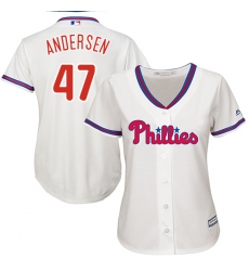 Women's Majestic Philadelphia Phillies #47 Larry Andersen Replica Cream Alternate Cool Base MLB Jersey