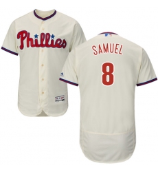 Men's Majestic Philadelphia Phillies #8 Juan Samuel Cream Alternate Flex Base Authentic Collection MLB Jersey