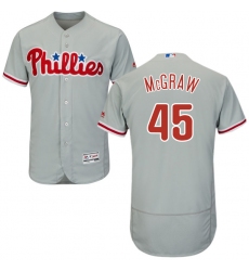 Men's Majestic Philadelphia Phillies #45 Tug McGraw Grey Road Flex Base Authentic Collection MLB Jersey