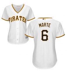 Women's Majestic Pittsburgh Pirates #6 Starling Marte Replica White Home Cool Base MLB Jersey