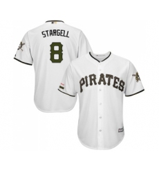 Men's Pittsburgh Pirates #8 Willie Stargell Replica White Alternate Cool Base Baseball Jersey