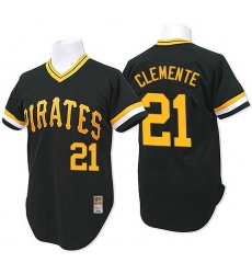 Men's Mitchell and Ness Pittsburgh Pirates #21 Roberto Clemente Authentic Black Throwback MLB Jersey
