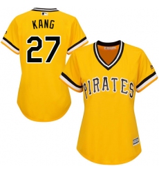 Women's Majestic Pittsburgh Pirates #27 Jung-ho Kang Replica Gold Alternate Cool Base MLB Jersey