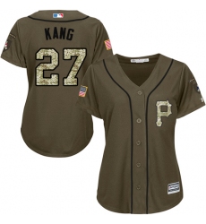 Women's Majestic Pittsburgh Pirates #27 Jung-ho Kang Replica Green Salute to Service MLB Jersey