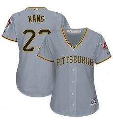 Women's Majestic Pittsburgh Pirates #27 Jung-ho Kang Replica Grey Road Cool Base MLB Jersey