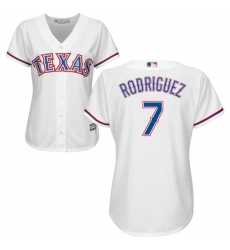 Women's Majestic Texas Rangers #7 Ivan Rodriguez Authentic White Home Cool Base MLB Jersey
