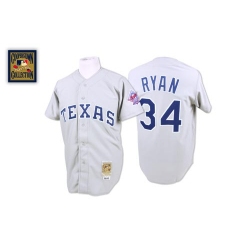 Men's Mitchell and Ness Texas Rangers #34 Nolan Ryan Replica Grey Throwback MLB Jersey