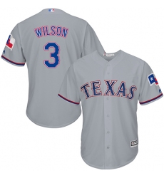 Men's Majestic Texas Rangers #3 Russell Wilson Replica Grey Road Cool Base MLB Jersey