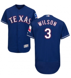 Men's Majestic Texas Rangers #3 Russell Wilson Royal Blue Alternate Flex Base Authentic Collection MLB Jersey