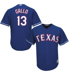 Youth Majestic Texas Rangers #13 Joey Gallo Authentic Royal Blue Alternate 2 Cool Base MLB Jersey
