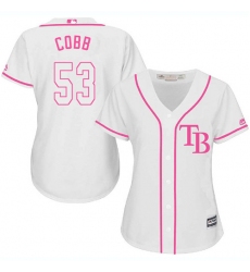 Women's Majestic Tampa Bay Rays #53 Alex Cobb Authentic White Fashion Cool Base MLB Jersey