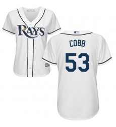 Women's Majestic Tampa Bay Rays #53 Alex Cobb Replica White Home Cool Base MLB Jersey