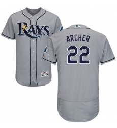 Men's Majestic Tampa Bay Rays #22 Chris Archer Grey Road Flex Base Authentic Collection MLB Jersey