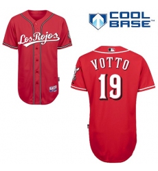 Men's Majestic Cincinnati Reds #19 Joey Votto Authentic Red Alternate Los Rojos Cool Base MLB Jersey