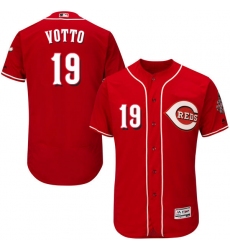 Men's Majestic Cincinnati Reds #19 Joey Votto Red Alternate Flex Base Authentic Collection MLB Jersey