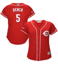 Women's Majestic Cincinnati Reds #5 Johnny Bench Authentic Red Alternate Cool Base MLB Jersey