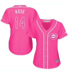 Women's Majestic Cincinnati Reds #14 Pete Rose Authentic Pink Fashion Cool Base MLB Jersey