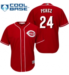 Youth Majestic Cincinnati Reds #24 Tony Perez Authentic Red Alternate Cool Base MLB Jersey