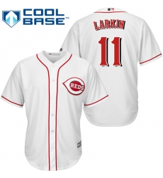 Youth Majestic Cincinnati Reds #11 Barry Larkin Authentic White Home Cool Base MLB Jersey